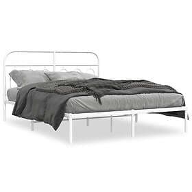vidaXL Sängram med huvudgavel metall vit 140x190 cm