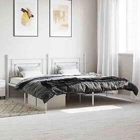 vidaXL Sängram med huvudgavel metall vit 193x203 cm