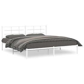 vidaXL Sängram med huvudgavel metall vit 193x203 cm