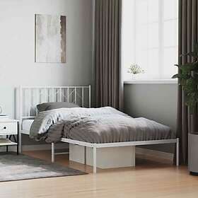 vidaXL Sängram med huvudgavel metall vit 107x203 cm