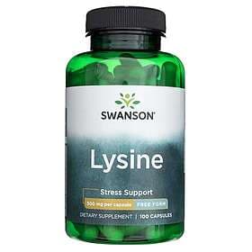Swanson Lysin 500 mg i fri form 100 Capsules