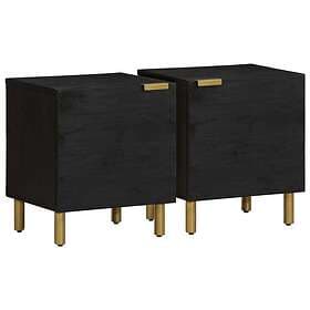 vidaXL Nightstand Black 40x33x46cm Solid Mango Wood 819658