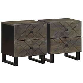 vidaXL Nightstand Set of 2 Black 40x33x46cm Solid Mango Wood 819658