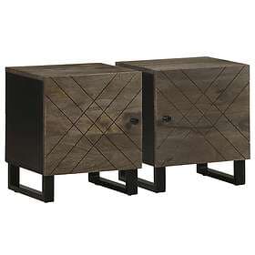 vidaXL Nightstand Set of 2 Black 40x33x46cm Solid Mango Wood 819658