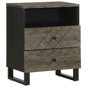 vidaXL Nightstand Black 50x33x62cm Solid Mango Wood 819658
