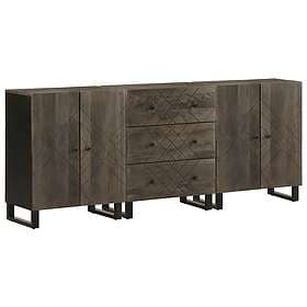 vidaXL Side Table Set of 3 Black 60x33x75cm Solid Mango Wood