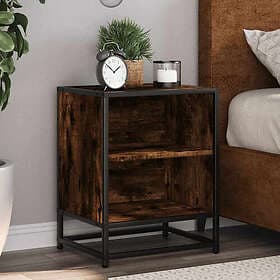 vidaXL Nightstand Smoke Brown Oak 40x31x50cm Constructed Wood and Metal