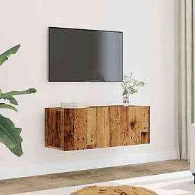 vidaXL Väggmonterad tv-bänk 2 st gammalt trä 80x30x30 cm
