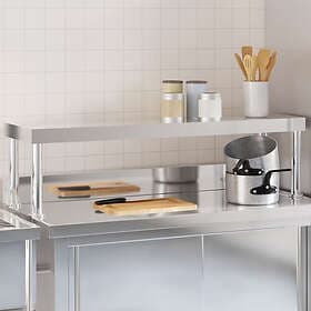 vidaXL Överhylla för arbetsbord 110x30x35 cm rostfritt stål