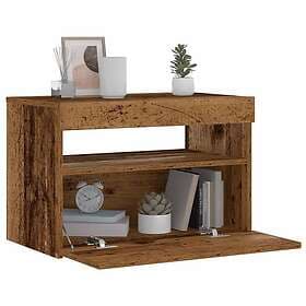 vidaXL Sängbord med LED-lampor gammalt trä 60x35x40cm konstruerat trä