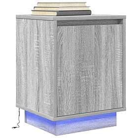 vidaXL Nightstand with LED Lights Grey Sonoma 38x34x50cm