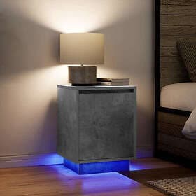 vidaXL Sängbord med LED-lampor 2 st betonggrå 38x34x50 cm
