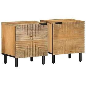 vidaXL Nightstand Set of 2 Brown 40x33x46cm Solid Mango Wood 819658