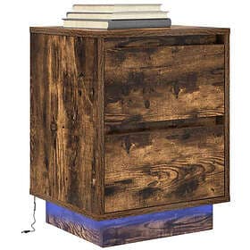vidaXL Sängbord med LED-lampor rökfärgad ek 38x34x50 cm