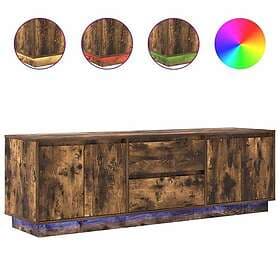 vidaXL TV Stand with LED lights smoked oak 160.5x41x50 cm