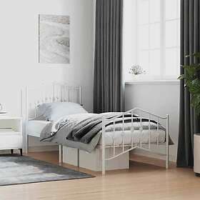 vidaXL Sängram med huvudgavel och fotgavel vit metall 90x190 cm