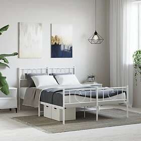 vidaXL Sängram med huvudgavel och fotgavel vit metall 160x200 cm