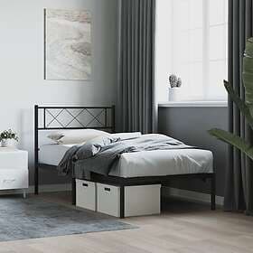 vidaXL Sängram med huvudgavel metall svart 75x190 cm