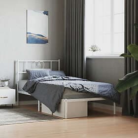vidaXL Sängram med huvudgavel metall vit 90x190 cm