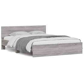 vidaXL Bed Frame with Headboard and LED grey sonoma 150x200 cm