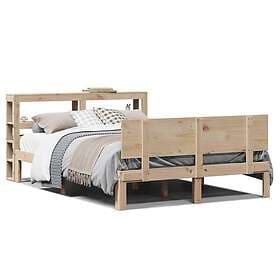 vidaXL Sängram med huvudgavel 120x190 massiv cm furu