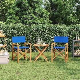vidaXL Regissörsstolar 2 pcs Blue Solid Teak