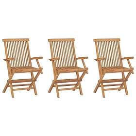 vidaXL Folding Garden Chairs Set of 3 Solid Teak