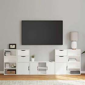 vidaXL ODDA TV Stand with storage white solid pine