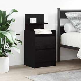vidaXL Nightstand 2 Drawers Black 38x34x80cm