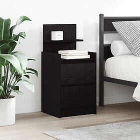 vidaXL Nightstand 2 Drawers Black 38x34x80cm