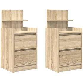 vidaXL Sängbord med 2 lådor 2 st Sonoma ek 38x34x80 cm