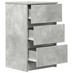 vidaXL Sängbord med 3 lådor 2 st betonggrå 39x35x65 cm