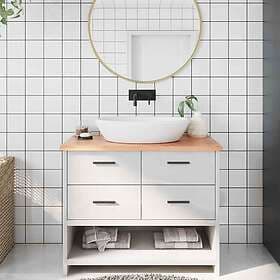 vidaXL Bänkskiva badrum ljusbrun 100x50x2 cm behandlat massivt trä