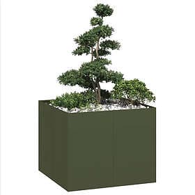 vidaXL Planter Pot 100x100x80 cm Steel Olive Green