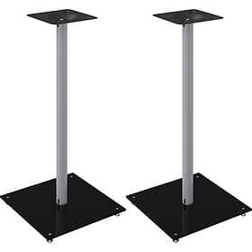 vidaXL Högtalarstativ 2 st härdat glas 1-pelarmodell svart & silver