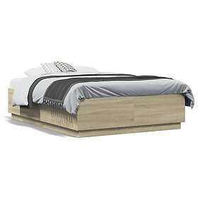 vidaXL Bed Frame 135x190 cm engineered wood sonoma oak