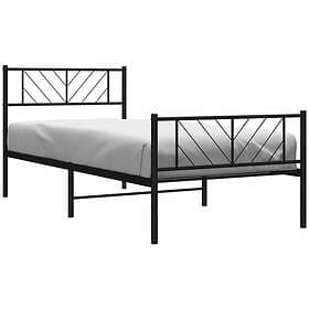 vidaXL Sängram med huvudgavel och fotgavel svart metall 75x190 cm