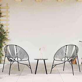 vidaXL Set of 3 Garden Chairs 4009294 Poly Rattan Black and Light Grey