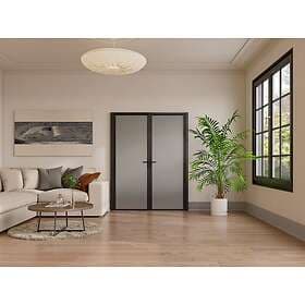 Vente Unique LOXTON Folding Door Aluminum Frosted Glass 2 x H204 x L93 cm