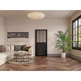 Vente Unique Bloc door Reversible Aluminum Tempered Glass Workshop Style H204 x 