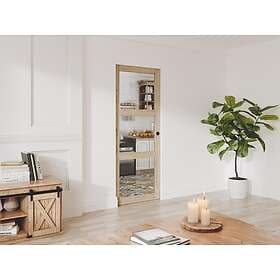 Vente Unique ACOSTA II Sliding Door Wood Tempered Glass 3-Window H205 x L83 cm