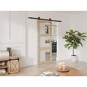 Vente Unique ACOSTA II Sliding Door Wood and Tempered Glass 3-Window H205 x L83 