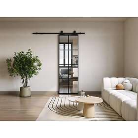 Vente Unique WILDEN II Sliding Door Aluminum Tempered Glass H205 x L63 cm