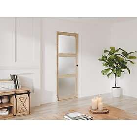 Vente Unique ACOSTA II Sliding Door Wood Frosted Tempered Glass 3 Windows H205 x