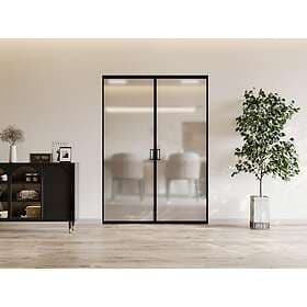 Vente Unique LINCI II Sliding Door Aluminum Frosted Glass 2 x H205 x L63 cm