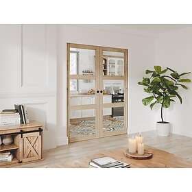 Vente Unique ACOSTA II Sliding Door Wood Tempered Glass 3-Window 2 x H205 x L83 