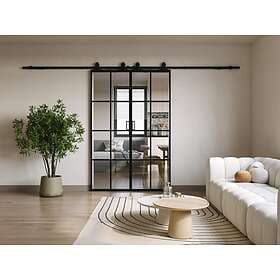 Vente Unique WILDEN II Sliding Door Aluminum Tempered Glass 2 x H205 x L73 cm