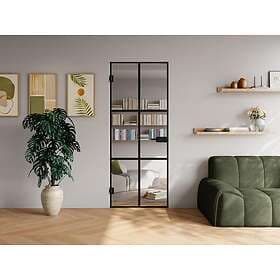Vente Unique SEROTO Reversible Door Frameless Tempered Glass Black H204 x L93 cm