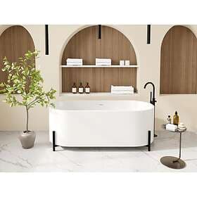 Vente Unique ALONSA Oval Bathtub White With Black Feet 160x73.5x59cm