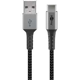 Goobay USB-C™ till USB-A textilkabel med metallkontakter 0,5 m
